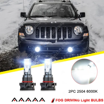 2504 PSX24W White LED Fog Driving Light Bulbs For Jeep Wrangler JL 2010-2020 - Imagem 1 de 4