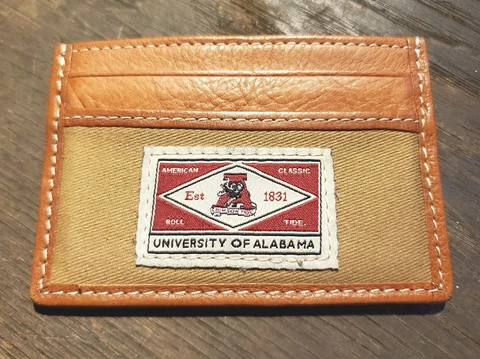University of Alabama UA Crimson Tide Slim Card Case Jack Mason Genuine Leather Cover