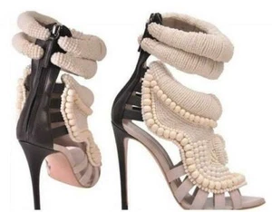 Womens Roma Stilettos High Heel Shoes Open Toe Hollow Out Pearls Sandals CHIC B - Picture 1 of 7