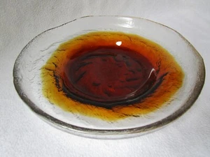HUMPPILA FINLAND GLAS SCHALE PERTTI SANTALAHTI Schale klar/braun signiert 22,5cm - Bild 1 von 12
