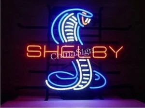 17" Shelby Cobra Snake Ford Mustang Real Glass Neon Sign Beer Bar Light