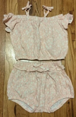 NUEVO Jessica Simpson Bebé Niño Niñas Melocotón Algodón Conjunto de Verano, 18 Meses Foto 1 de 4