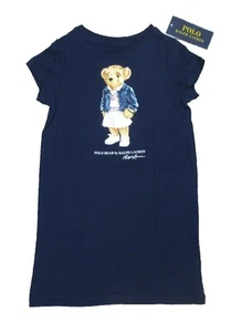 Polo Ralph Lauren Navy Polo Bear Graphic Short Sleeve T-Shirt Dress - Picture 1 of 2