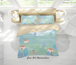 3D Rural Girl Painting Kids Quilt Cover Set Duvet Cover Bedding Pillowcases - Picture 1 of 6