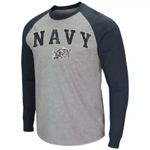 Navy Midshipmen Colosseum Raglan Long Sleeve T-Shirt - Hthrd Gray Large NWT - Picture 1 of 11