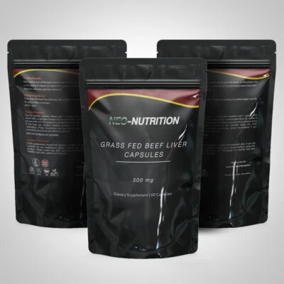 NEO-NUTRITION Grassfed Beef Liver Capsules 500mg - Supports Liver, Brain, and Heart Health UK