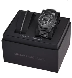 Armani Exchange Men's Chrono Black Stainless Watch 44mm & Bracelet SET AX7140SET - Picture 1 of 1