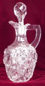 Big Button Cruet Clear Glass EAPG 1891 Block & Lattice A Beauty - Picture 1 of 7