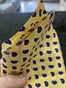 Vintage All Silk R Hanauer RH Pocket Square Yellow With Blue Red Paisley - Picture 1 of 6