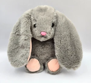 NEU - 10 Zoll weicher Plüschhase, mittlerer Plüsch, grau mit rosa, Plüschtier - Bild 1 von 3