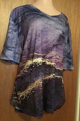 Blusa esfoliante plus size 22-24 4xl estampa de mármore roxo - Imagem 1 de 3