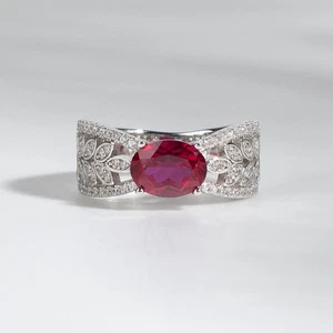 Lab Grown Ruby 14k Polish Vintage Women Jewelry Ring Weeding Gift - Picture 1 of 3