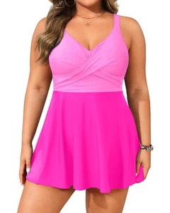 Plus Size Swim Dress - Two Piece Tankini Swimsuit Tummy Control Bathing Suit ... - Picture 1 of 6