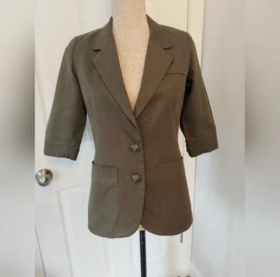 Blazer Smythe Copine de lino manga corta talla 2 color verde oliva para mujer y mujer’s Foto 1 de 4