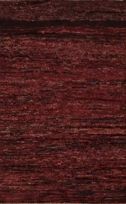Handcrafted Moroccan Area Rug 7x10 Modern Style Wool in Vibrant Burgundy Tones - Image 1 of 4