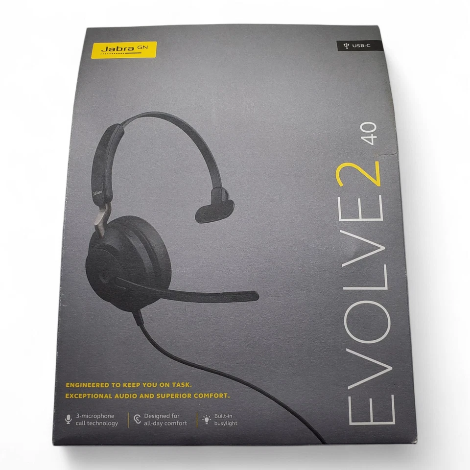 Jabra Evolve2 40 USB-C Wired Headset – New Sealed – Pro Audio Quality - Image 1 of 4