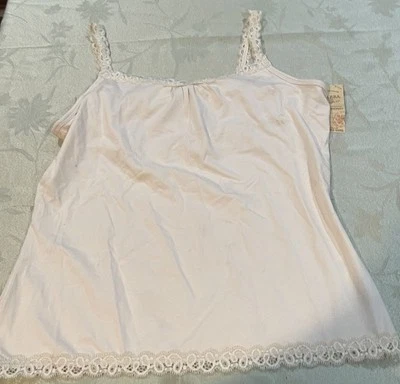 Cami sin mangas vintage High Sierra (Mervyn's) beige con ribete de encaje talla grande Foto 1 de 4