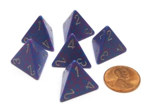 Speckled 18mm 4 Sided D4 Chessex Dice, 6 Pieces - Silver Tetra - Picture 1 of 1