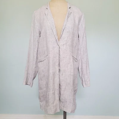 Chaqueta larga Eileen Fisher S cuello muesca para mujer 100 % lino orgánico Blazer  Foto 1 de 4