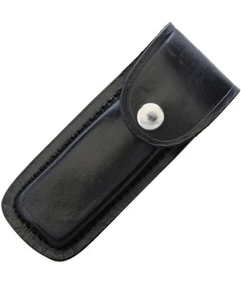 SZCO NEW Pocket Knife Sheath Black Genuine Leather Belt Case For 5" Folding Knife