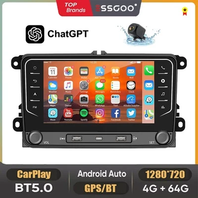 4+64G For VW GOLF MK5 MK6 7" Android 15 CarPlay Car Stereo GPS Navi FM Radio+CAM - Image 1 of 4