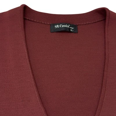 Chaleco Suéter St. Croix 100% Lana Ladrillo Rojo Tejido Abotonado Para Hombres XL Hecho en EE. UU. Foto 1 de 4