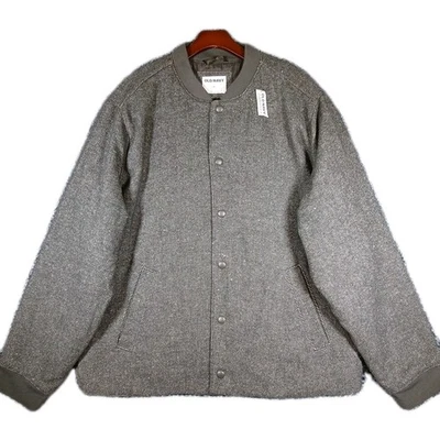 Old Navy Heritage Bomber Panther Jacket Men's XL Tweed Gray Snap-Button NEW - Image 1 of 4