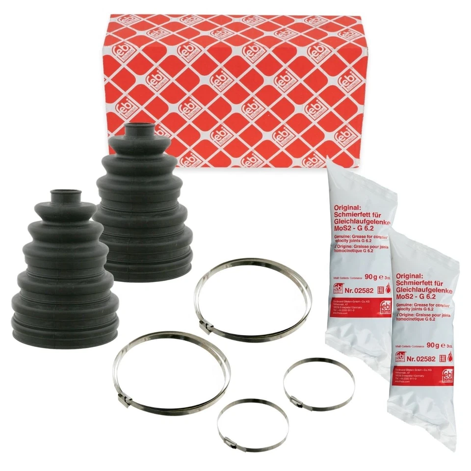 febi bilstein 27730 Achsmanschettensatz universell verwendbar, mit Metallschellen (Vorderachse beidseitig, Hinterachse beidseitig) Faltenbalg Antriebswelle - AUDI, MERCEDES-BENZ, SEAT, SKODA, VW