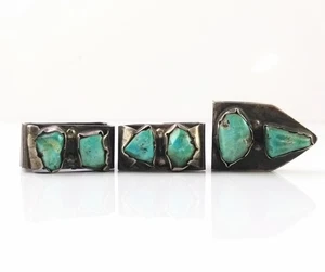 TEMPRANO DE COLECCIÓN Nativo Americano Plata Esterlina Azul Turquesa Cinturón Guardianes Punta FZZ - Imagen 1 de 4