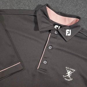 Footjoy Polo Shirt Mens Large Gray St Andrews Old Course Short Sleeve Stretch - Picture 1 of 8