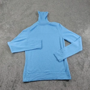 Gap Jumper Womens Large Blue Italian Merino Wool Turtleneck Minimalist Light - Picture 1 of 8