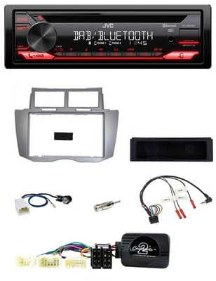JVC CD DAB USB Bluetooth Lenkrad Autoradio für Toyota Yaris 2007-2011 silber - Bild 1 von 4