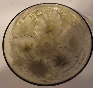 READ & SEE ALL PICS! Verlys Brown "Water Lilies" Frosted Charger Glass Plate - Picture 1 of 21