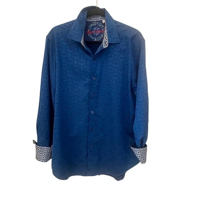 Robert Graham Cullen Jacquard Shirt Button Up Flip Cuff Mens Large - Image 1 of 4