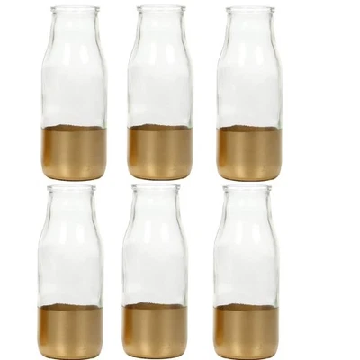 Hosley Juego de 6 Piezas, Jarrón Pequeño de Vidrio para Flores, Jarrones Transparentes y Dorados a Granel. Foto 1 de 3