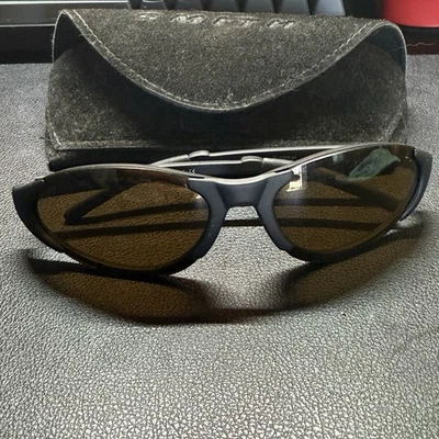 Gafas de sol Smith Optics Slider 01 de colección con marco negro lentes ámbar Y2K Francia Foto 1 de 4