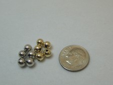 5 Pieces Solid 14K White And Yellow 5mm Hollow Gold Beads Made in Usa