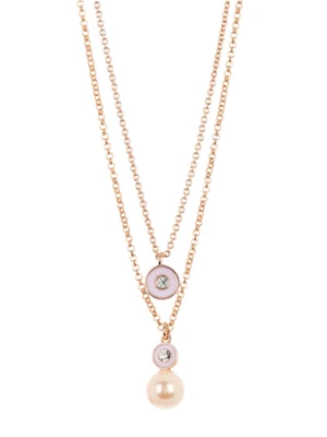 Kate Spade Blush Multi Rose Gold Pearly Delight Double Necklace Pearl & Crystals - Image 1 of 2