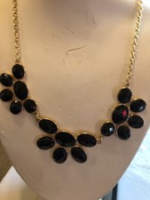 Statement Necklacde Black Faucted Glass