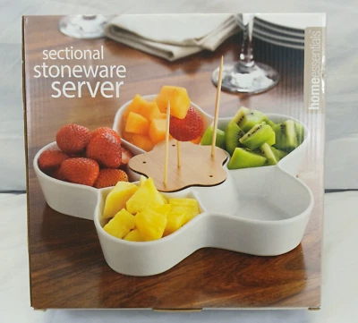 NEW HOME ESSENTIALS SECTINAL STONEWARE SERVER 10IN BAMBOO SKEWER HOLDER - Image 1 of 4