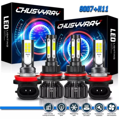 For Mitsubishi Endeavor 2007-2011 LED Headlight Hi Low Beam Fog Light Bulb Combo - Image 1 of 4