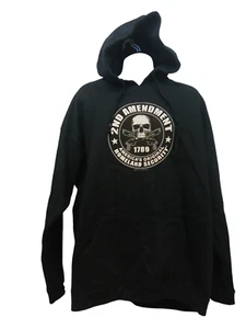 2ª ENMIENDA CALAVERA SUDADERA CON CAPUCHA NEGRA SUDADERA CON BOLSILLOS DELANTEROS NUEVA. OK - Imagen 1 de 2