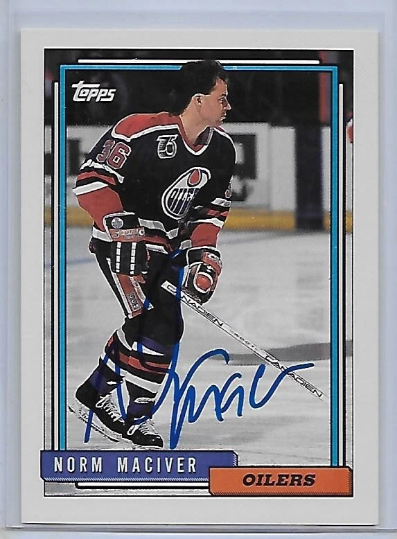 Hockey Card IP auto NORM MACIVER Edmonton Oilers 1992-93 Topps - Image 1 of 1