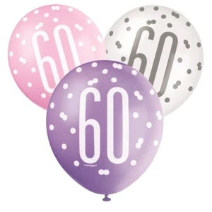 6 Pink Purple White Birthday Latex Balloons 11 inches Decoration Party Decor - Picture 1 of 16