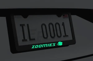 Glowing Zoomies Black Metal License Plate Frame – Perfect for Race Cars! - Picture 1 of 2
