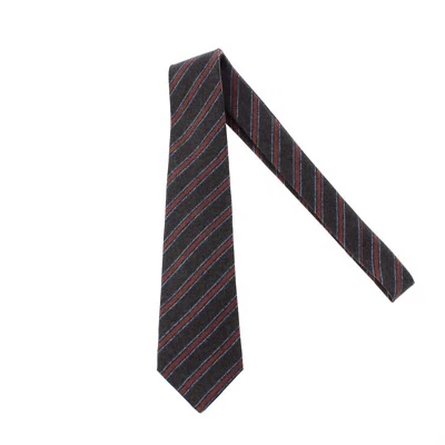 Corbata Kiton nueva sin etiquetas 100 % seda siete pliegues en gris con rayas azules/naranja Foto 1 de 4