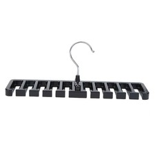 Plastic Tie Belt Scarf Rack Organizer Wardrobe Space Saver Hanger (Black) Jf#E