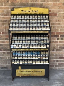 VINTAGE WEATHERHEAD STEEL  Hardware STORE DISPLAY RACK CABINET W/ Original Jars - Picture 1 of 24