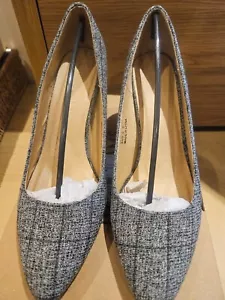 Ladies Court Shoes - Grey & Black Check Pattern Size 6. E Fit Used JD Williams - Picture 1 of 11