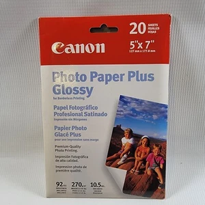 Oryginalny papier fotograficzny Canon Plus błyszczący 5" x 7" 20 arkuszy / opakowanie nowy zapieczętowany - Zdjęcie 1 z 5